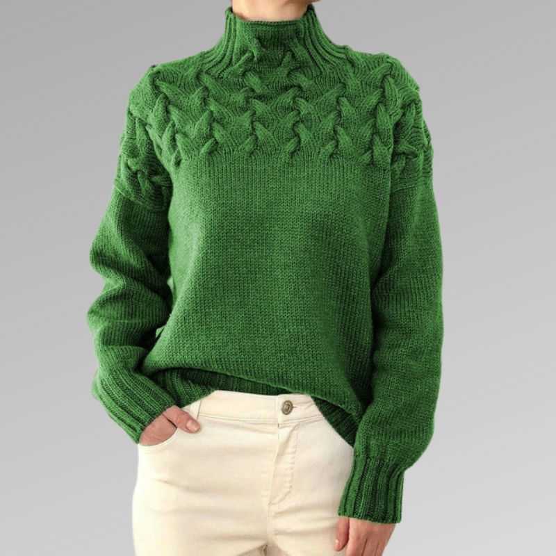 Turtleneck-tröja | Varm | Loose Fit | Stickad tröja | Damstickat-Eva Jonsson