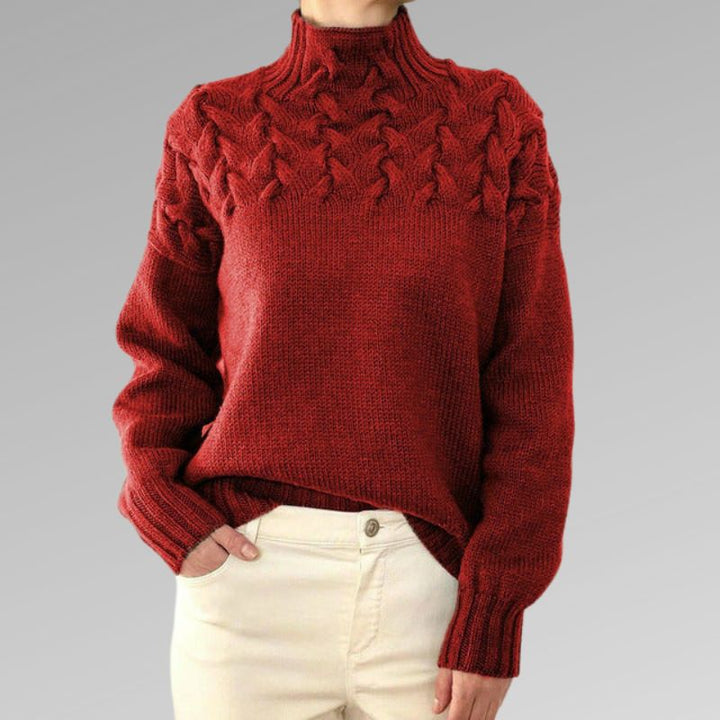 Turtleneck-tröja | Varm | Loose Fit | Stickad tröja | Damstickat-Eva Jonsson