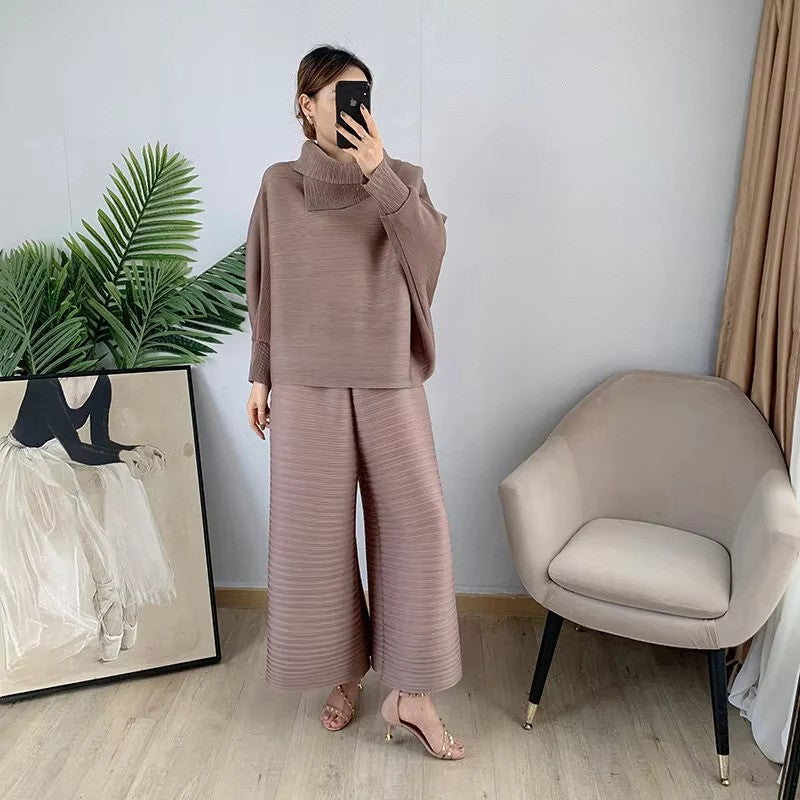 Tvådelad uppsättning - Långärmad Wide Leg Co-Ord Set för kvinnor-Eva Jonsson