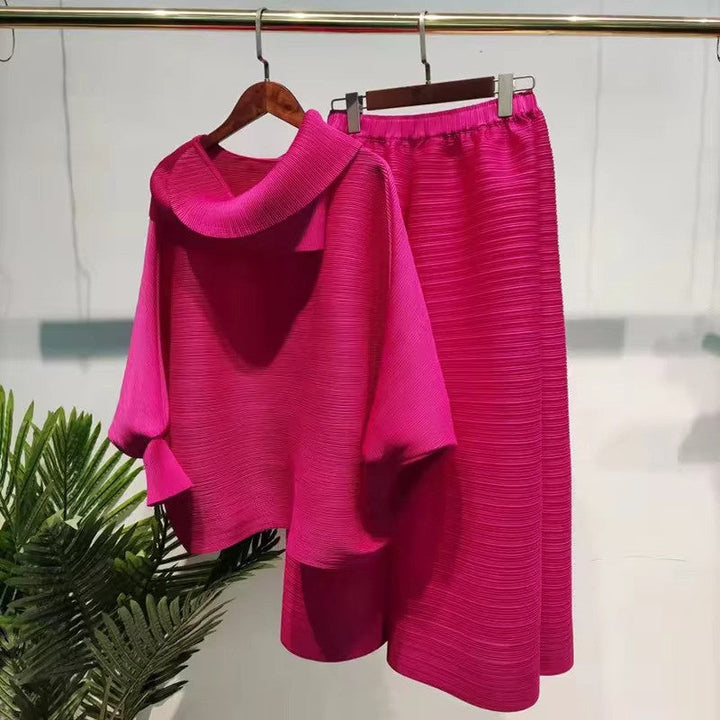 Tvådelad uppsättning - Långärmad Wide Leg Co-Ord Set för kvinnor-Eva Jonsson