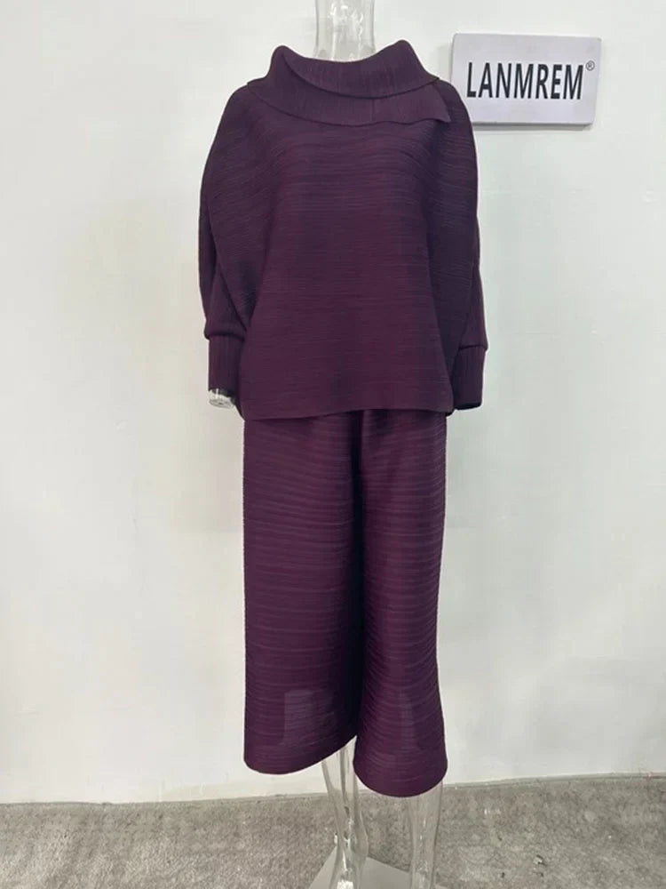 Tvådelad uppsättning - Långärmad Wide Leg Co-Ord Set för kvinnor-Eva Jonsson