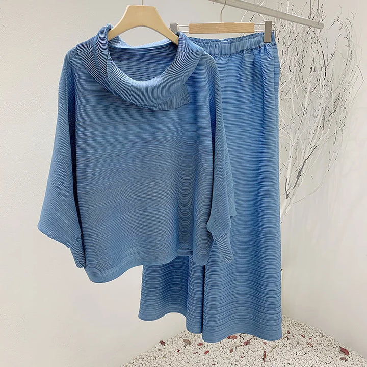Tvådelad uppsättning - Långärmad Wide Leg Co-Ord Set för kvinnor-Eva Jonsson
