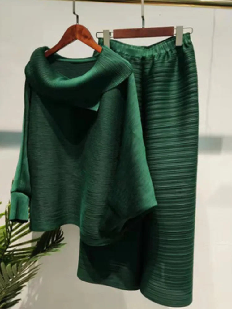 Tvådelad uppsättning - Långärmad Wide Leg Co-Ord Set för kvinnor-Eva Jonsson