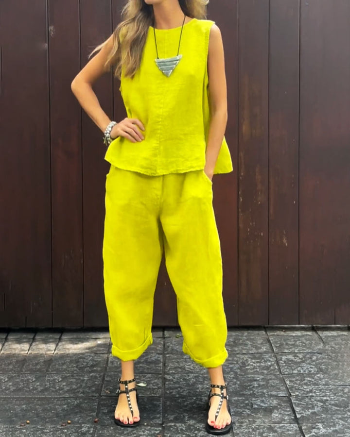 Tvådelat Set - Löst sittande - Ärmlöst - Sommarkläder - Co-Ord Set Women-Eva Jonsson