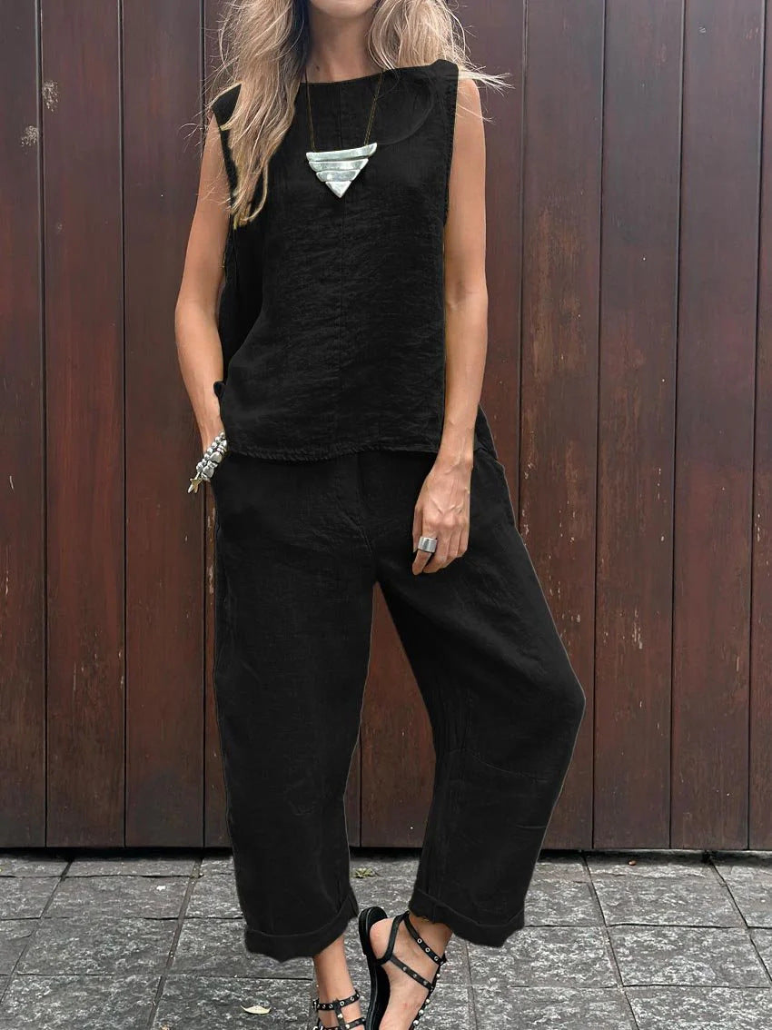 Tvådelat Set - Löst sittande - Ärmlöst - Sommarkläder - Co-Ord Set Women-Eva Jonsson