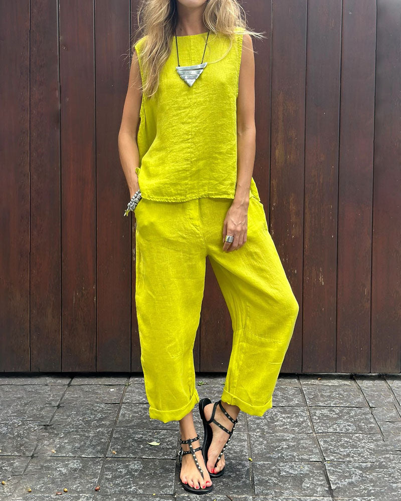 Tvådelat Set - Löst sittande - Ärmlöst - Sommarkläder - Co-Ord Set Women-Eva Jonsson