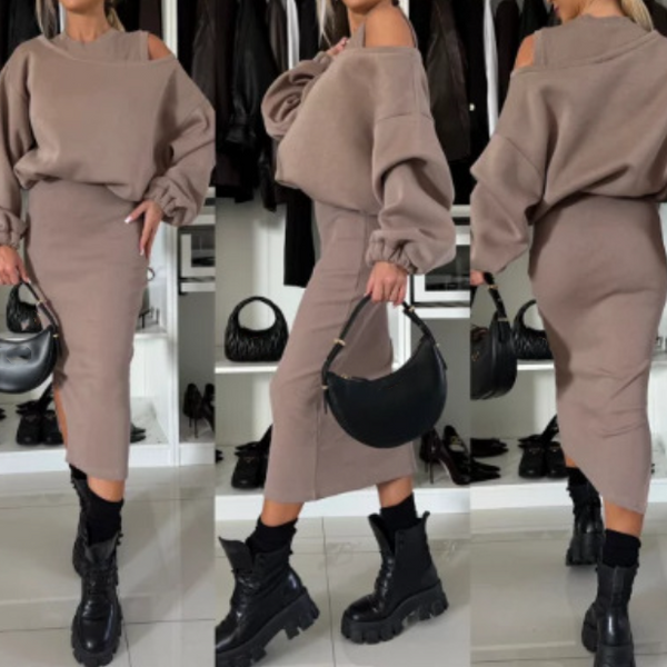 Tvådelat Set | Midi | Långärmad | Kjol- och skjortset | Co-Ord Set Women-Eva Jonsson