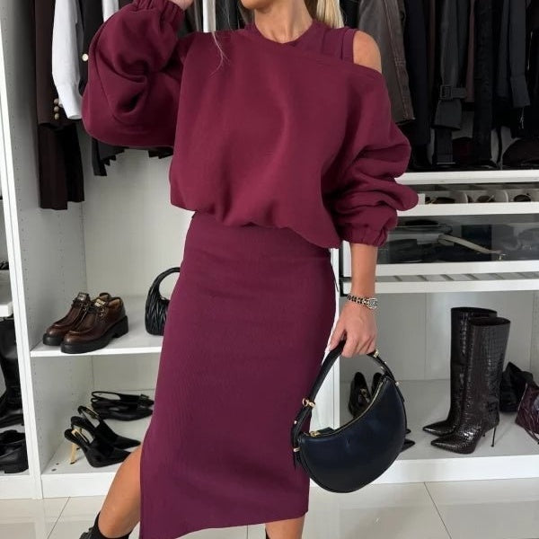 Tvådelat Set | Midi | Långärmad | Kjol- och skjortset | Co-Ord Set Women-Eva Jonsson