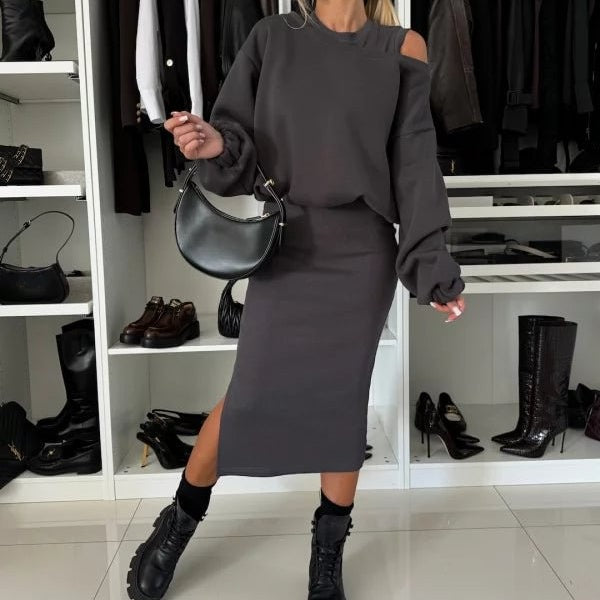 Tvådelat Set | Midi | Långärmad | Kjol- och skjortset | Co-Ord Set Women-Eva Jonsson