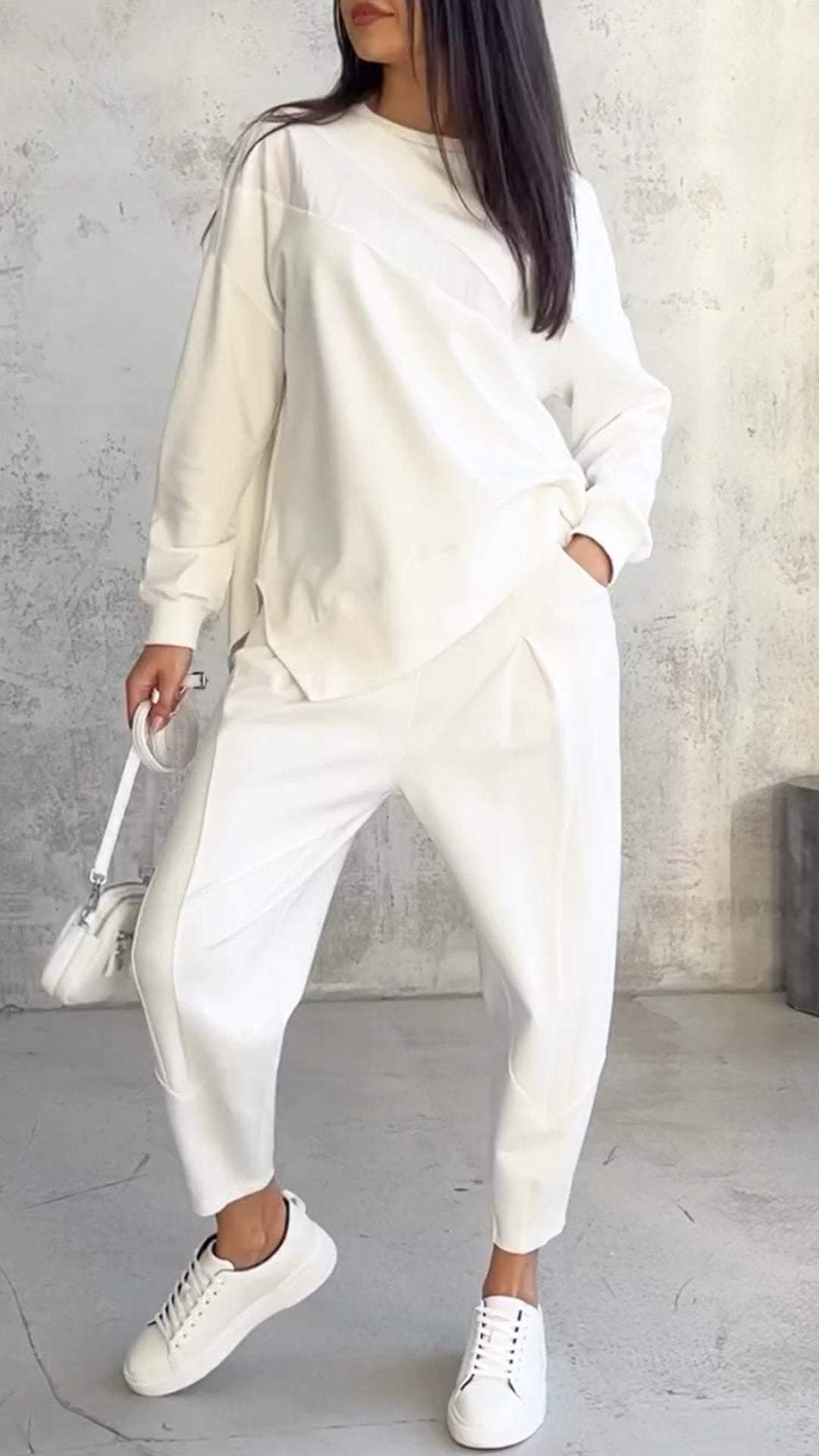 Tvådelat set - Långärmad - Överdimensionerad pullover - Co-Ord Set - Damkläder-Eva Jonsson