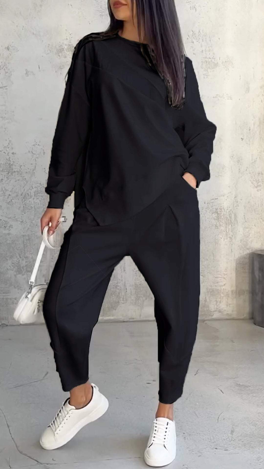 Tvådelat set - Långärmad - Överdimensionerad pullover - Co-Ord Set - Damkläder-Eva Jonsson