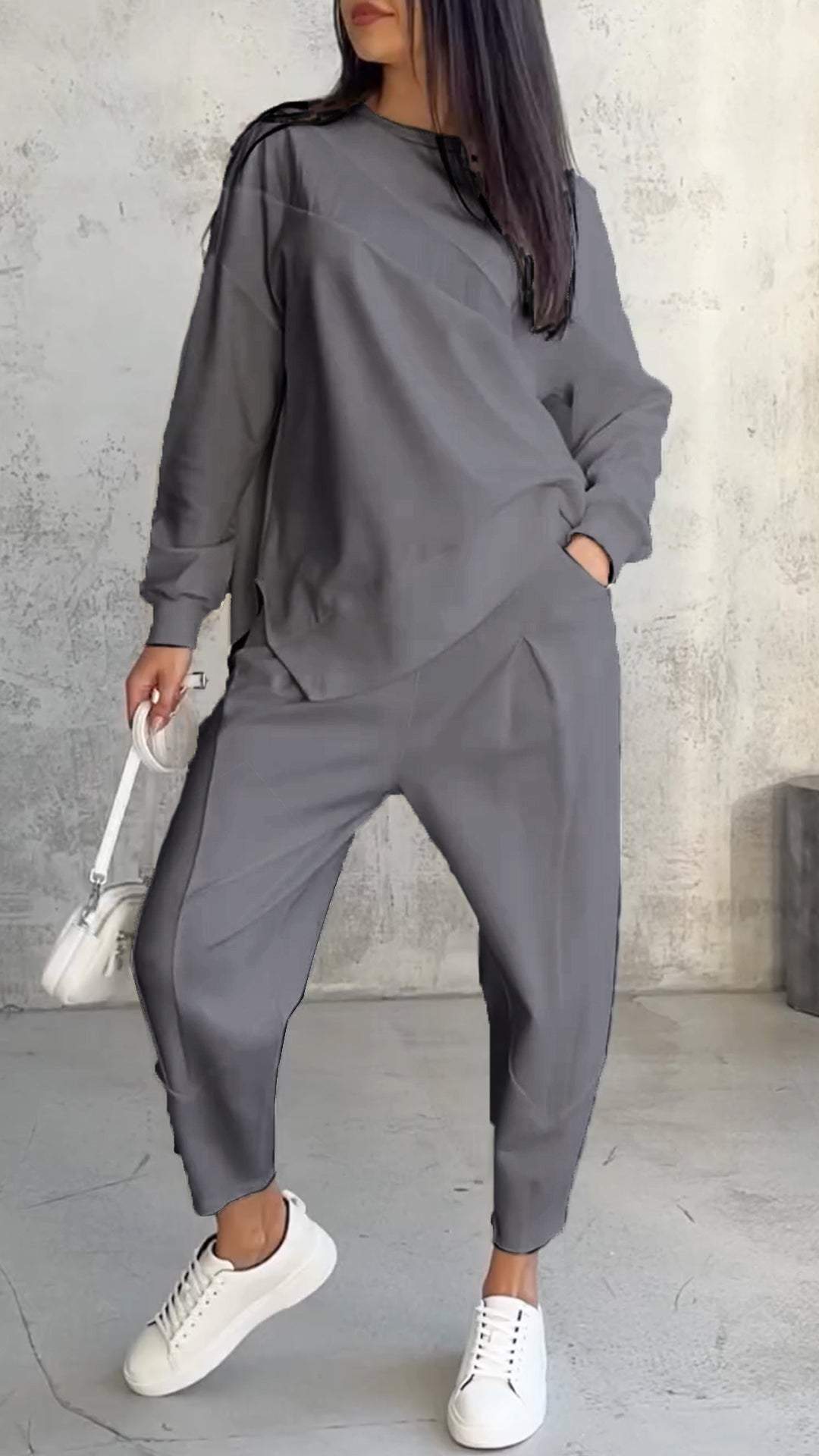Tvådelat set - Långärmad - Överdimensionerad pullover - Co-Ord Set - Damkläder-Eva Jonsson