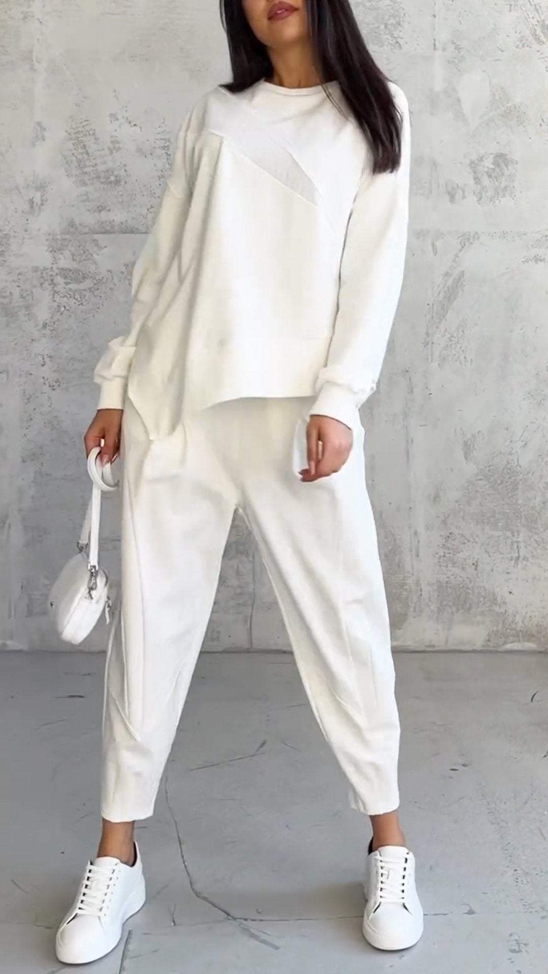 Tvådelat set - Långärmad - Överdimensionerad pullover - Co-Ord Set - Damkläder-Eva Jonsson