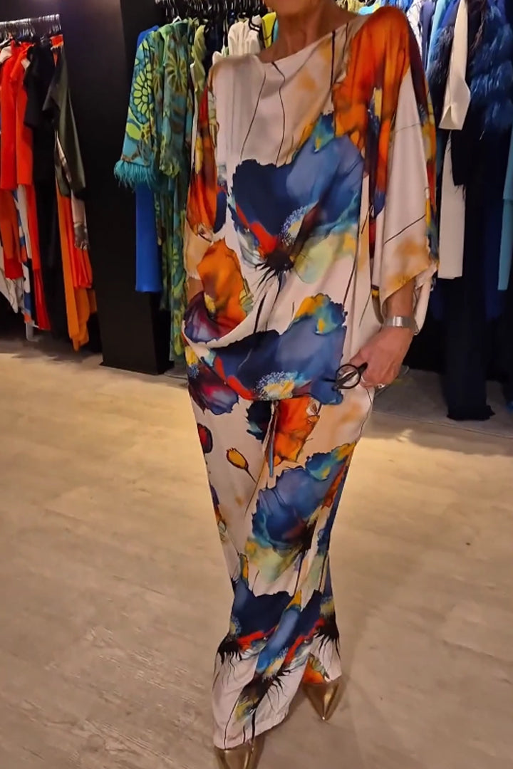 Tvådelat set | Lös passform | Vida ben | Satinoutfit | Damkläder-Eva Jonsson