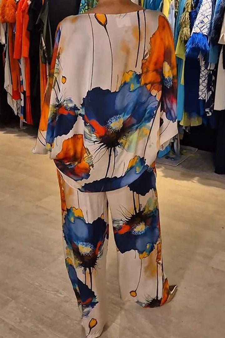 Tvådelat set | Lös passform | Vida ben | Satinoutfit | Damkläder-Eva Jonsson