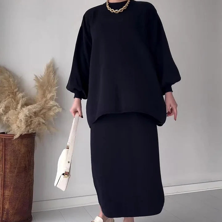 Tvådelat set - Oversized - Långärmad - Midikjol - Damkollektion-Eva Jonsson