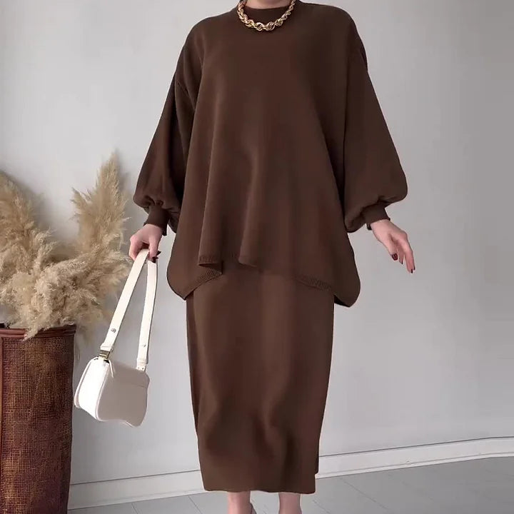 Tvådelat set - Oversized - Långärmad - Midikjol - Damkollektion-Eva Jonsson
