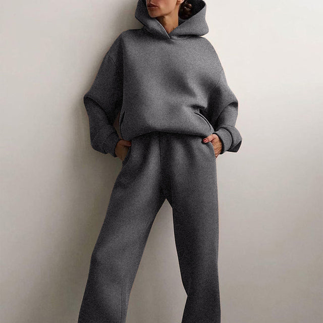 Tvådelat set - Set med huvtröja och mjukisbyxor i mysig fleece för kvinnor-Eva Jonsson
