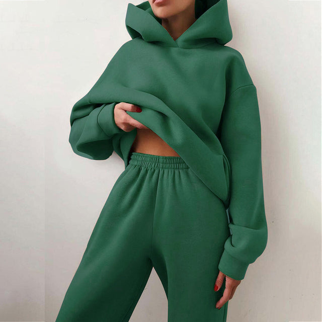 Tvådelat set - Set med huvtröja och mjukisbyxor i mysig fleece för kvinnor-Eva Jonsson