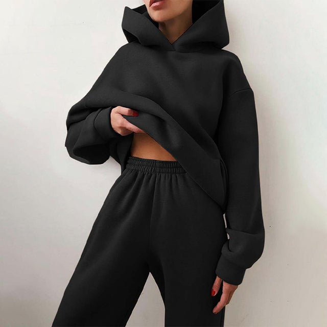 Tvådelat set - Set med huvtröja och mjukisbyxor i mysig fleece för kvinnor-Eva Jonsson