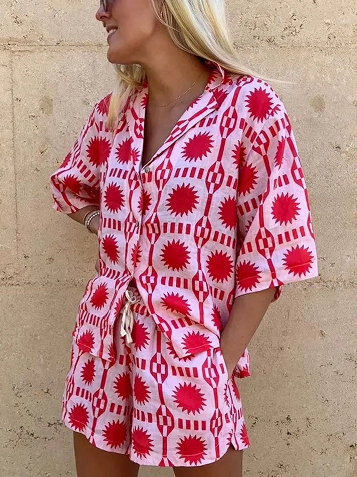 Tvådelat set | Sommar | Löst sittande | Shorts och skjorta Set | Co-Ord Sets Kvinnor-Eva Jonsson