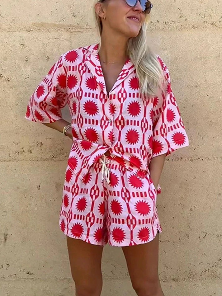 Tvådelat set | Sommar | Löst sittande | Shorts och skjorta Set | Co-Ord Sets Kvinnor-Eva Jonsson