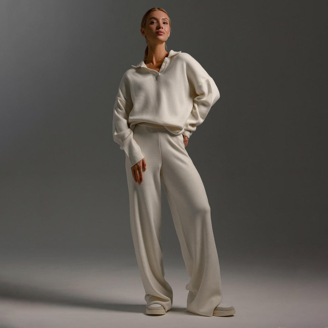 Tvådelat set – vida ben – långa ärmar – matchande set – loungewear för damer-Eva Jonsson