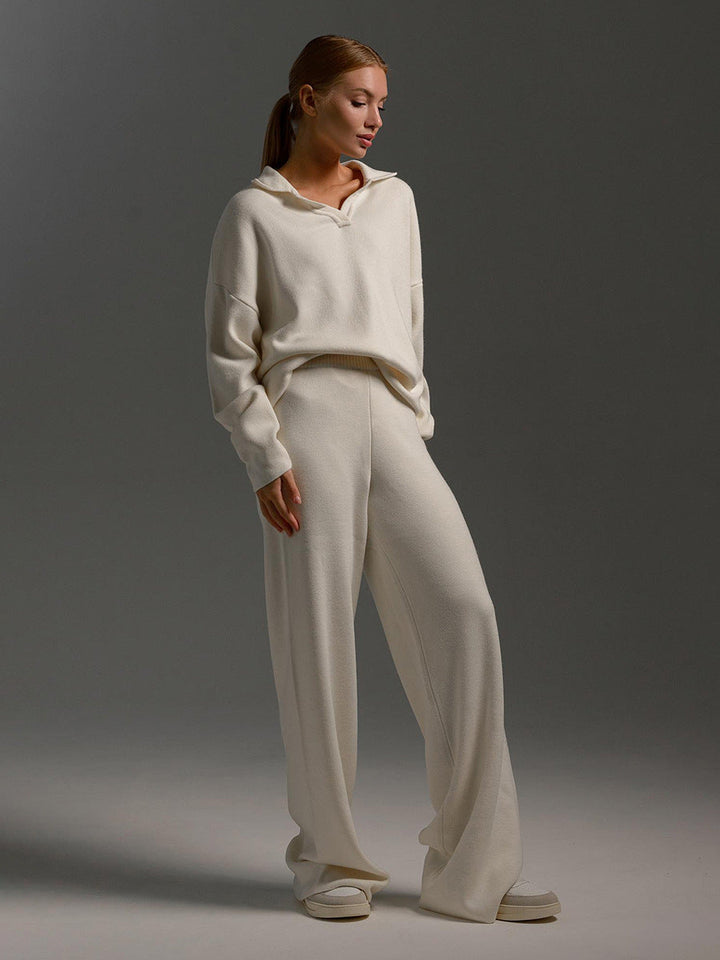 Tvådelat set – vida ben – långa ärmar – matchande set – loungewear för damer-Eva Jonsson