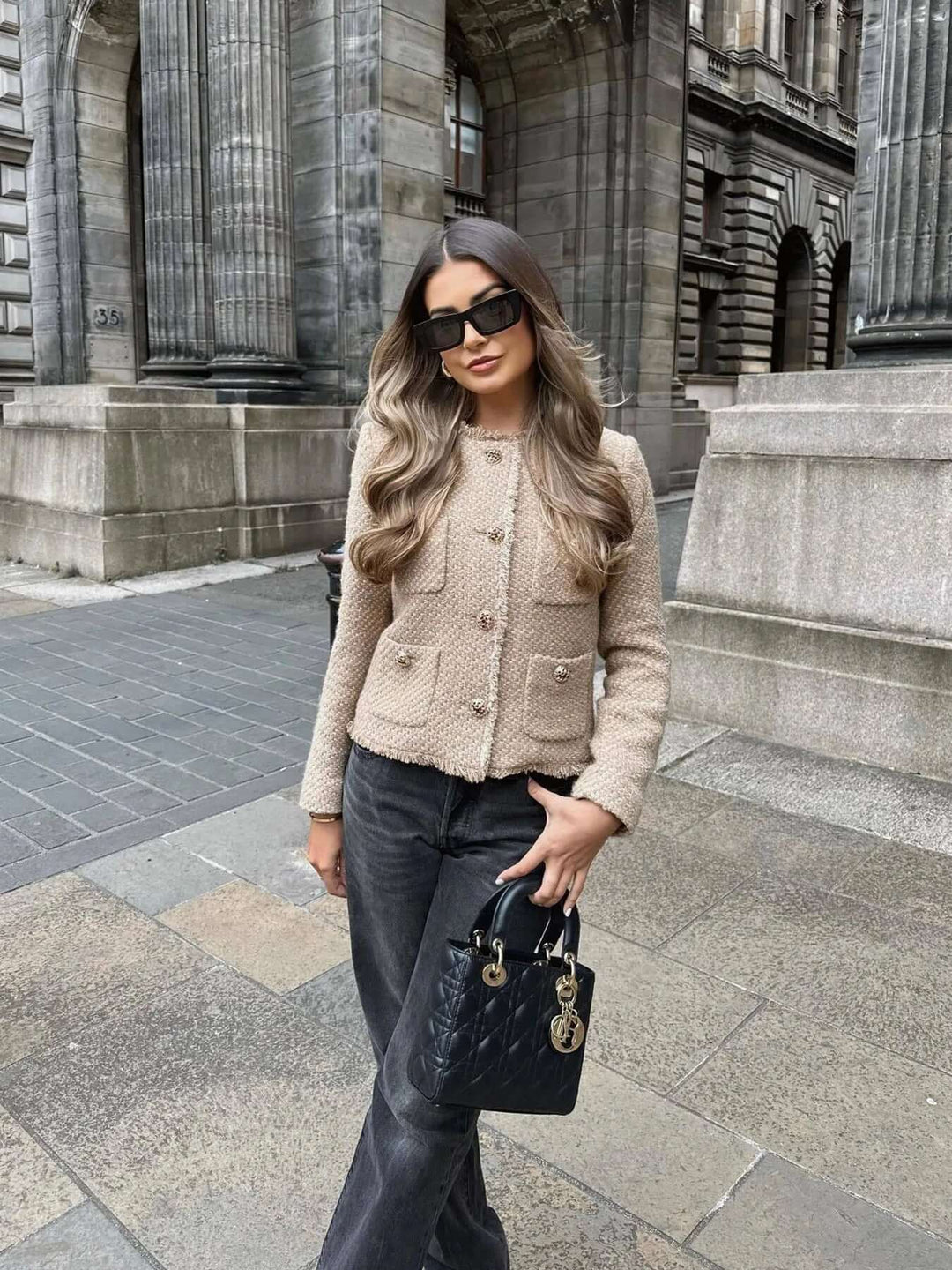 Tweedjacka | Beige | Elegant | Sommarjacka | Damjacka-Eva Jonsson