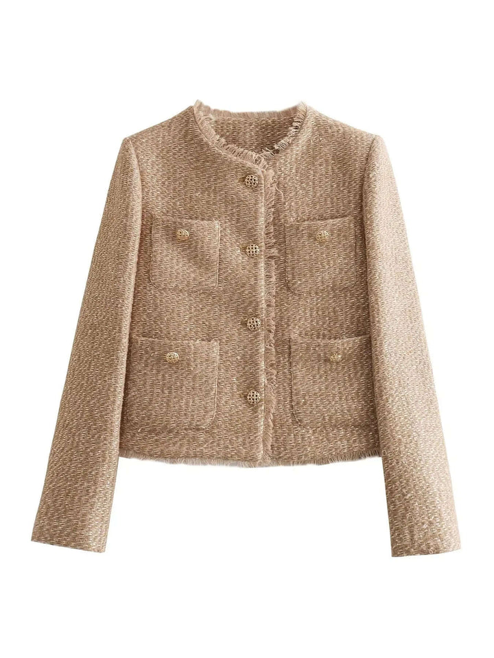 Tweedjacka | Beige | Elegant | Sommarjacka | Damjacka-Eva Jonsson