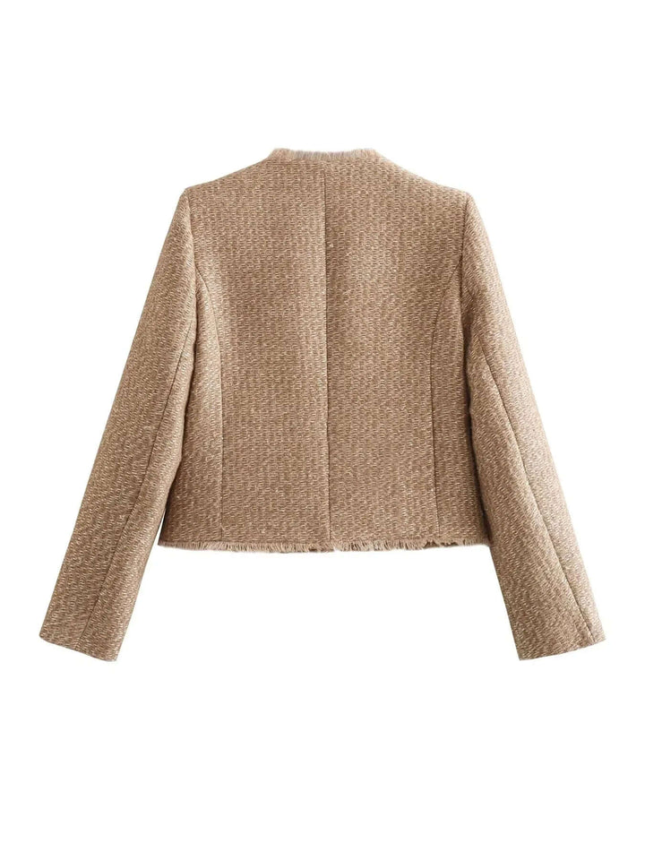 Tweedjacka | Beige | Elegant | Sommarjacka | Damjacka-Eva Jonsson