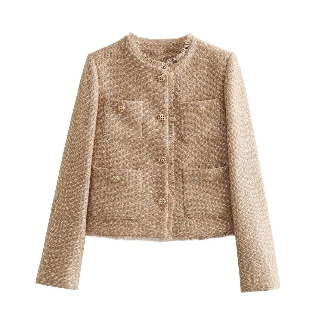 Tweedkavaj | Elegant | Knäppt | Beige kavaj | Damkavaj-Eva Jonsson