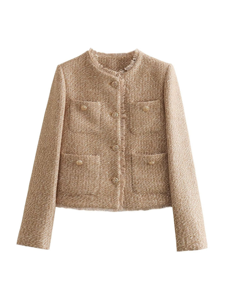 Tweedkavaj | Elegant | Knäppt | Beige kavaj | Damkavaj-Eva Jonsson