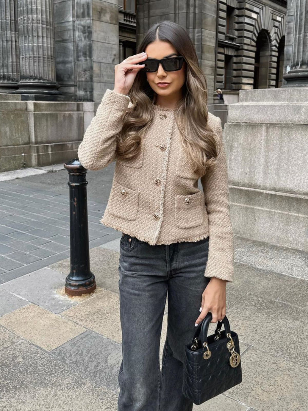 Tweedkavaj | Elegant | Knäppt | Beige kavaj | Damkavaj-Eva Jonsson