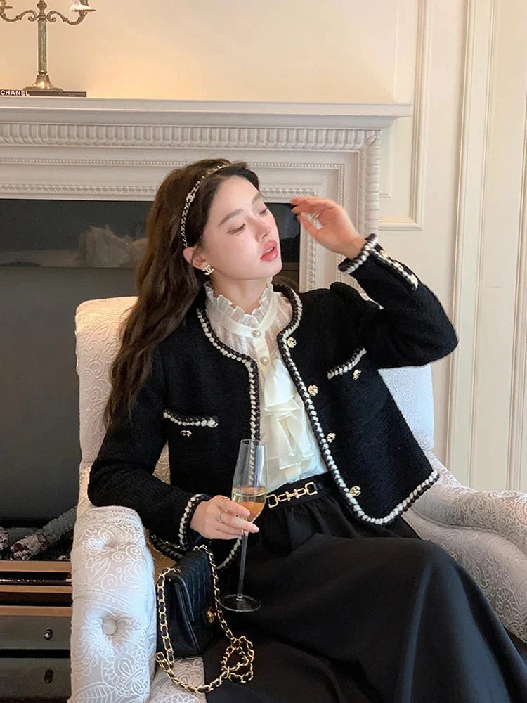 Tweedkavaj - Svart - Vintage - Tweed Blazer - Damkavaj-Eva Jonsson