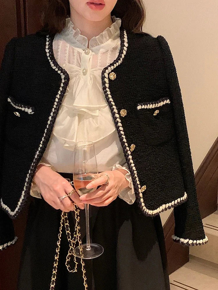 Tweedkavaj - Svart - Vintage - Tweed Blazer - Damkavaj-Eva Jonsson
