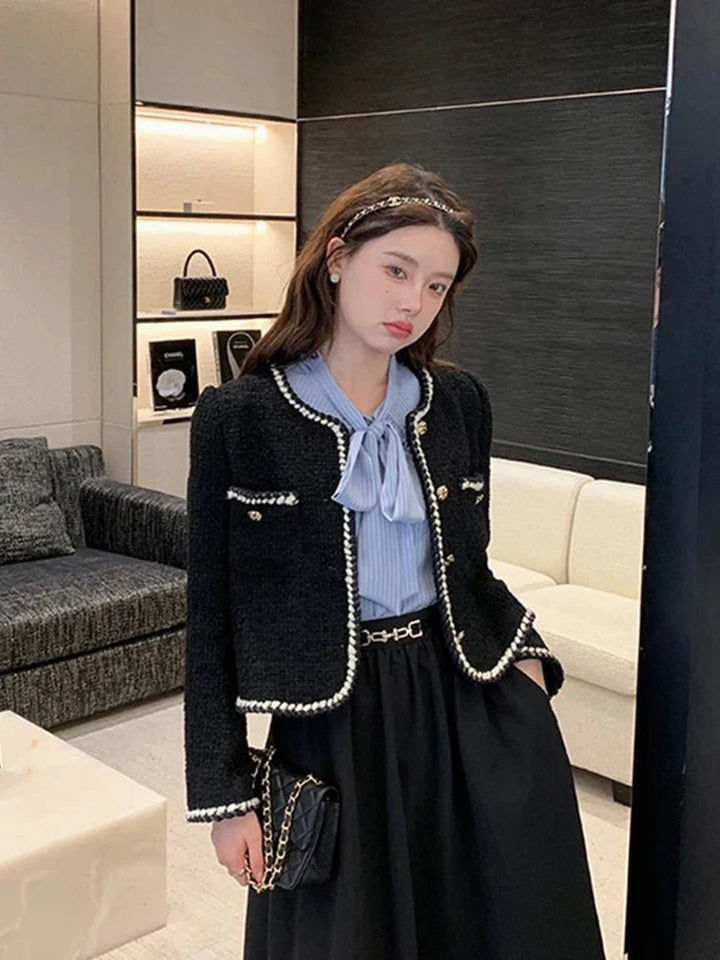 Tweedkavaj - Svart - Vintage - Tweed Blazer - Damkavaj-Eva Jonsson