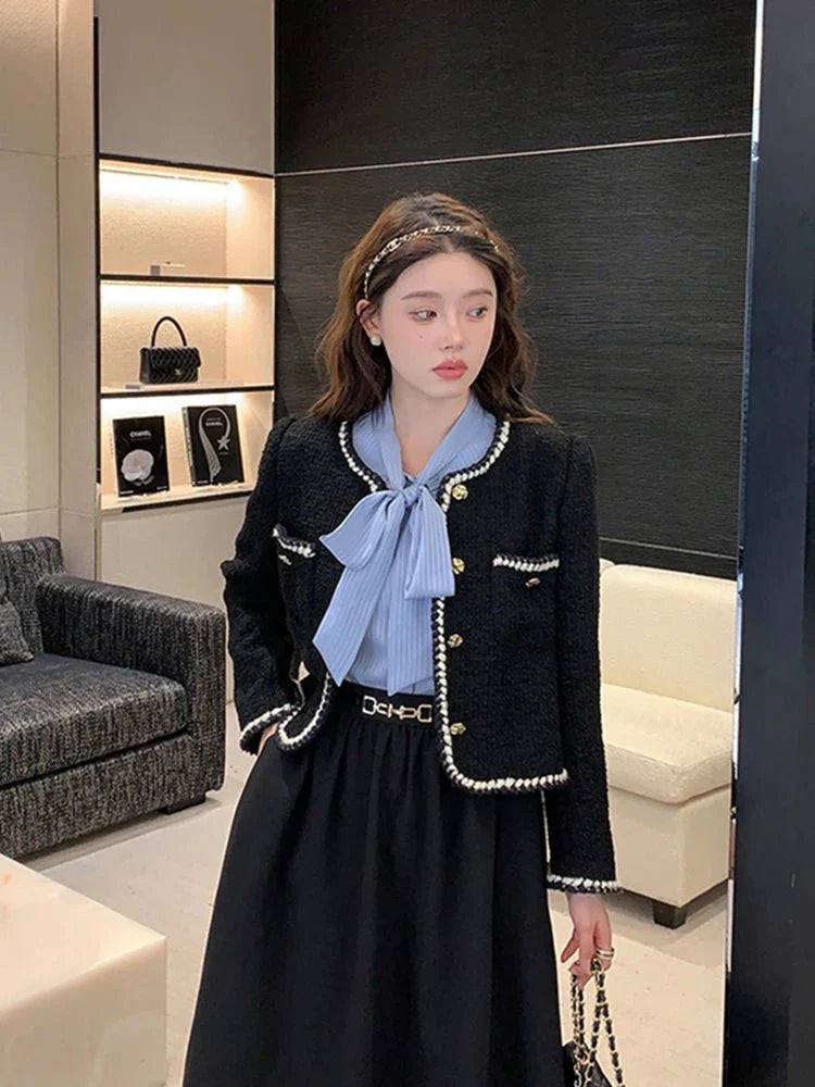 Tweedkavaj - Svart - Vintage - Tweed Blazer - Damkavaj-Eva Jonsson