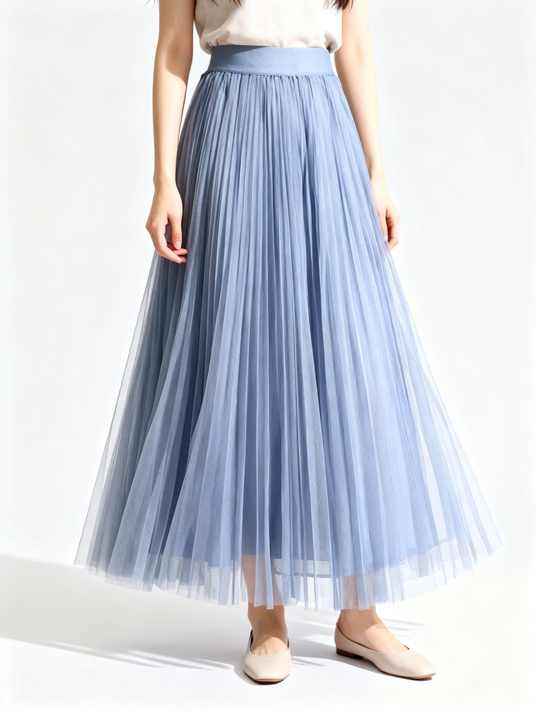 Tyllkjol | Hög midja | Elastisk midja | Midikjol | Plisserad kjol-Eva Jonsson