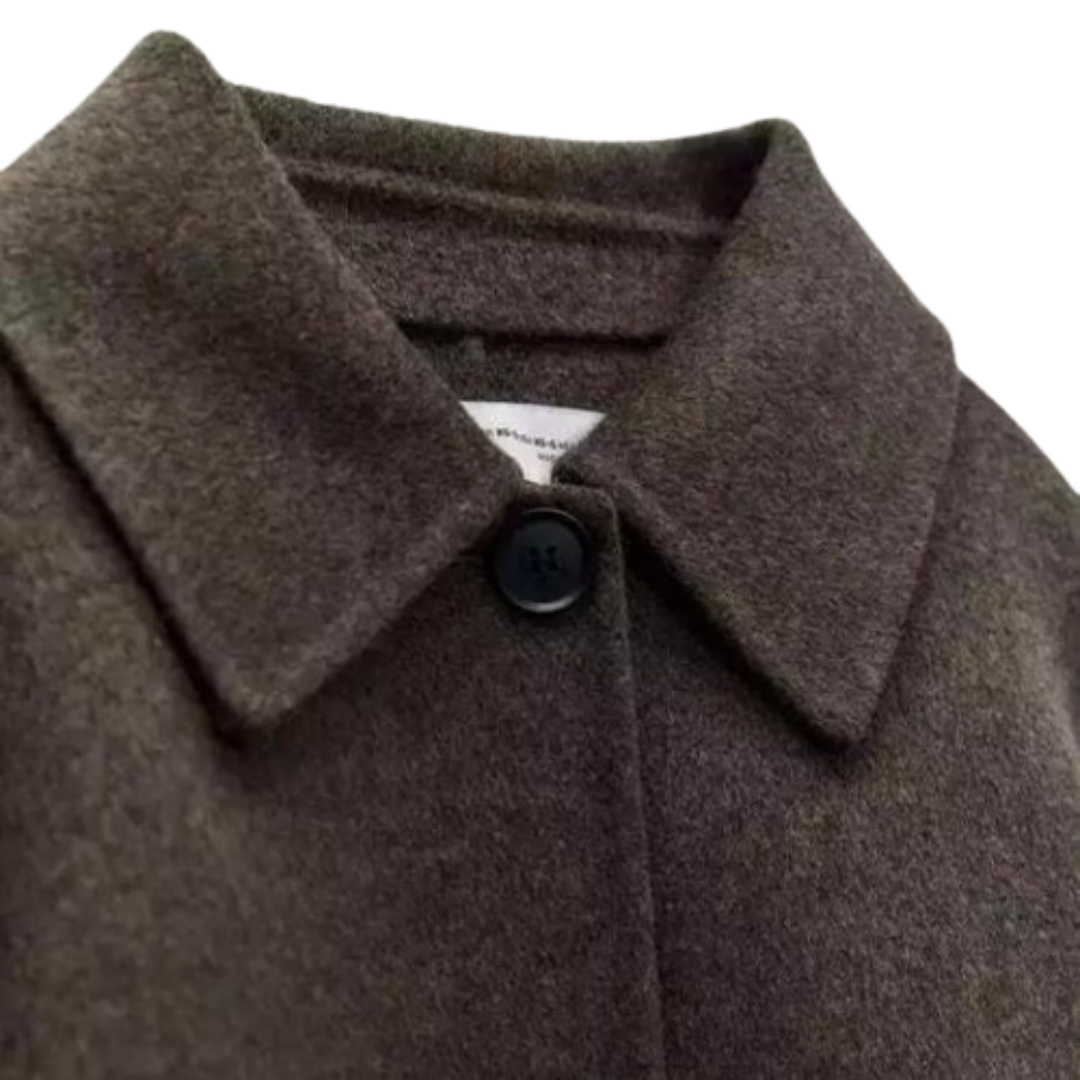 Ulljacka | Enkelknäppt | Löst sittande | Kort ullrock | Trenchcoat i ull för damer-Eva Jonsson