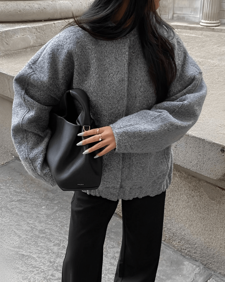 Ulljacka - Knäppning - Fickor - Oversized jacka - Damjacka-Eva Jonsson