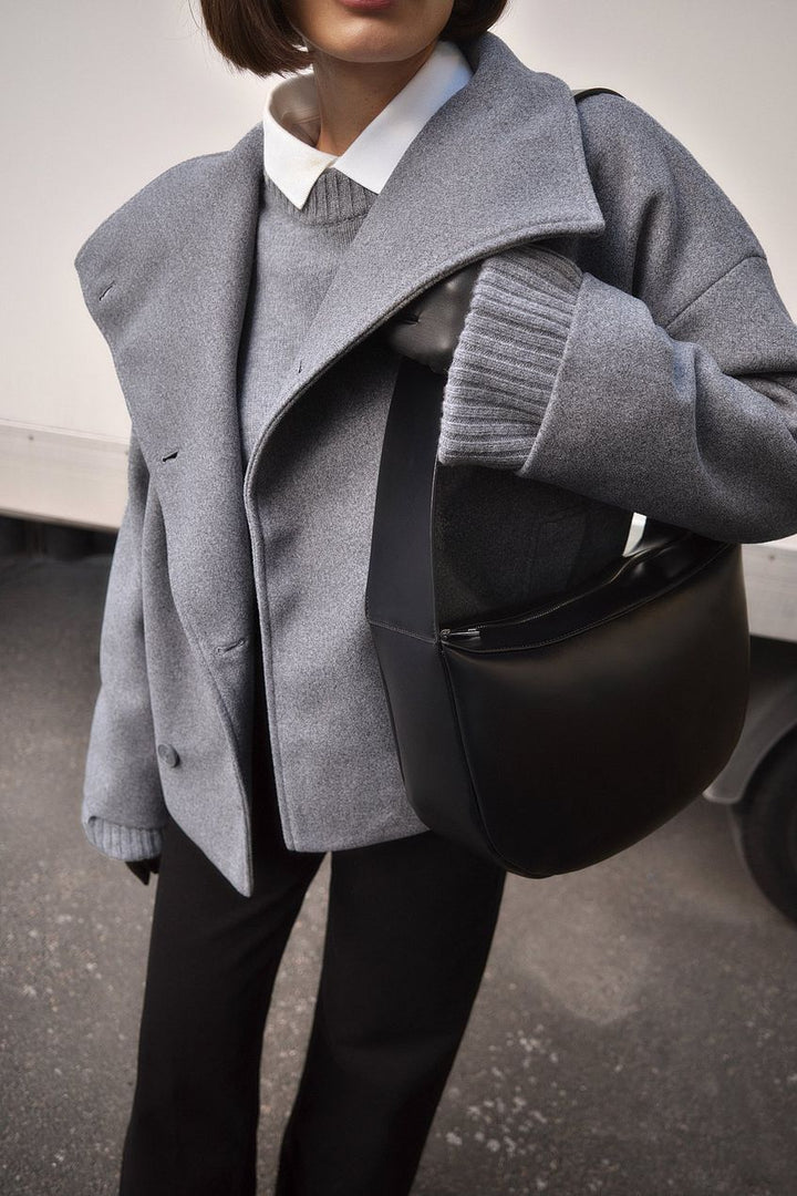 Ulljacka – Kort dubbelknäppt kappa för damer för hösten-Eva Jonsson