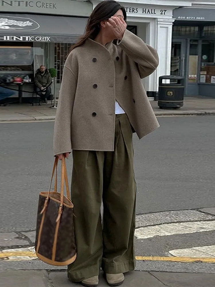 Ulljacka - Oversized - Dubbelknäppt - Kort ulljacka - Damrock-Eva Jonsson