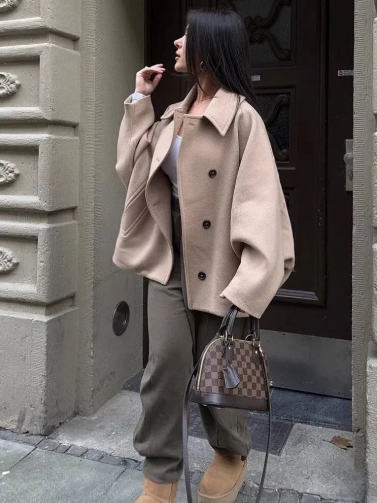 Ulljacka | Oversized | Enkelknäppt | Kort ulljacka | Damjacka-Eva Jonsson