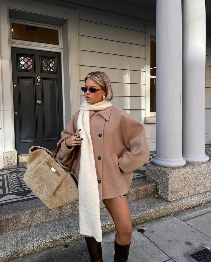 Ullrock | Dam Kort Kappa / Ulltrenchcoat | Oversize, Enkelknäppt-Eva Jonsson