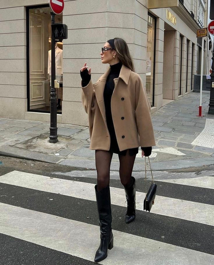Ullrock | Dam Kort Kappa / Ulltrenchcoat | Oversize, Enkelknäppt-Eva Jonsson