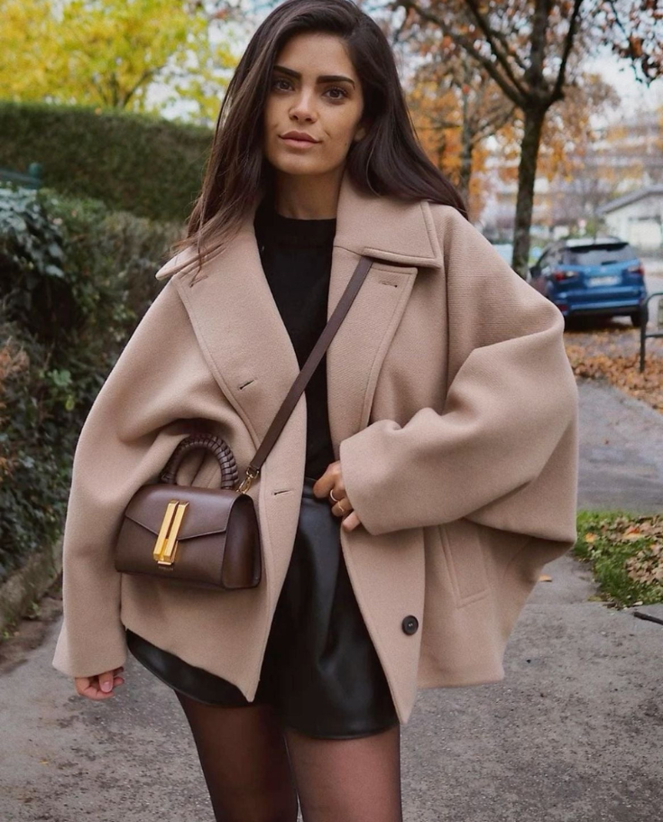 Ullrock | Dam Kort Kappa / Ulltrenchcoat | Oversize, Enkelknäppt-Eva Jonsson