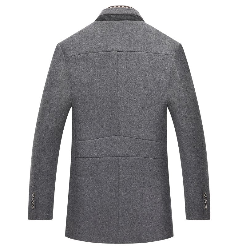 Ullrock | Enkelknäppt | Quiltat foder | Trenchcoat i ull | Vinterjacka för män-Eva Jonsson