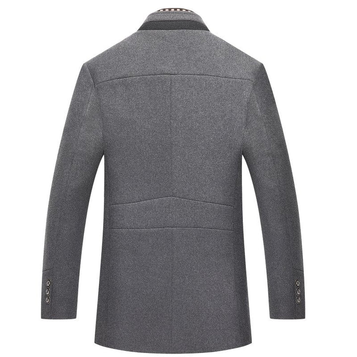 Ullrock | Enkelknäppt | Quiltat foder | Trenchcoat i ull | Vinterjacka för män-Eva Jonsson
