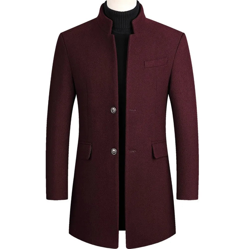 Ullrock - Enkelknäppt ulltrenchcoat för herrar för vintern-Eva Jonsson